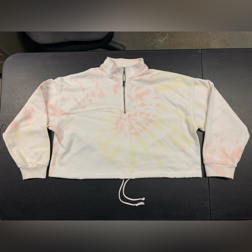 American Eagle Tie-Dye Cinch Crop Quarter Zip Pullover  Size Large